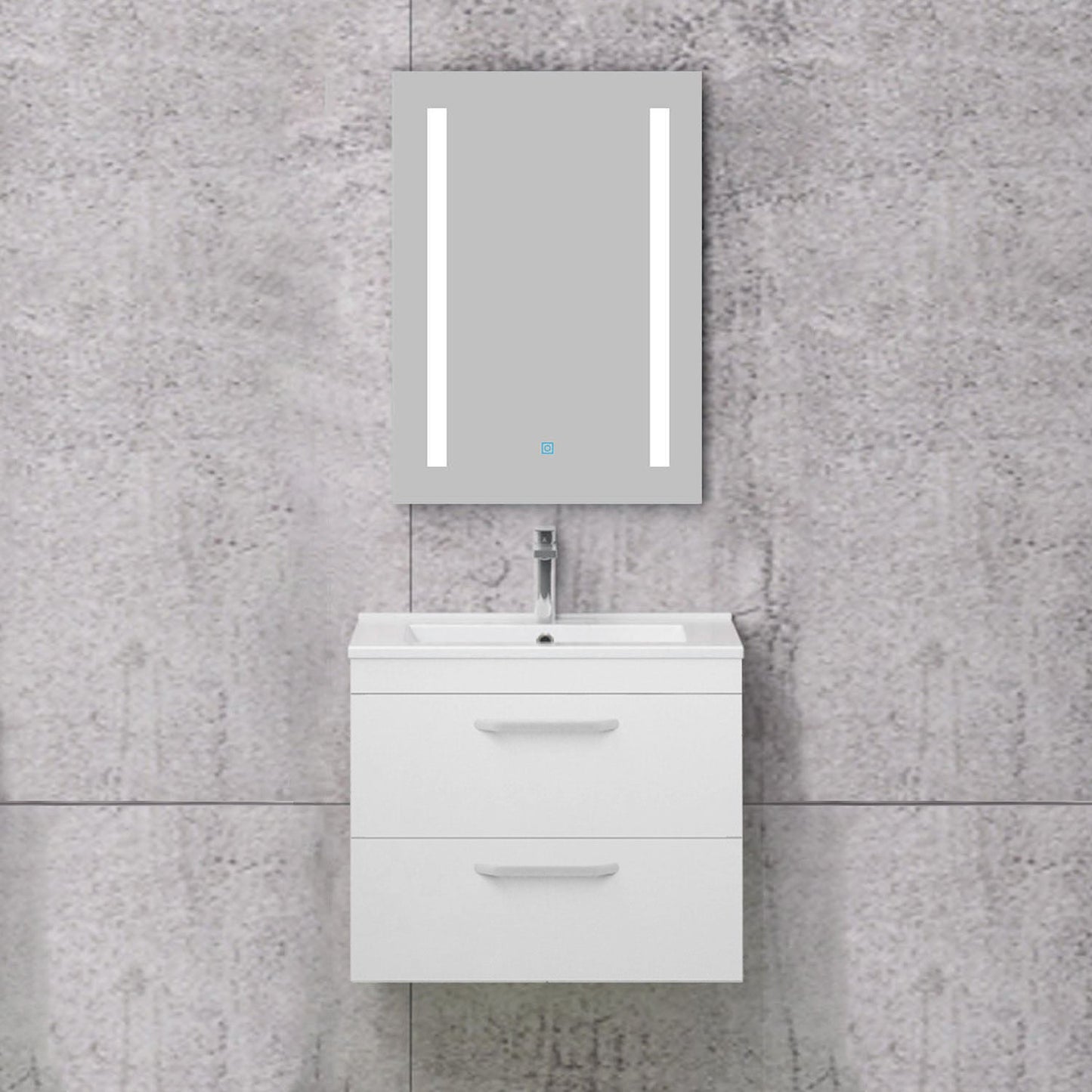 Armario de Baño Color blanco + Espejo led 6000k Antivaho Interruptor Tactil + Lavamano de Cerámica