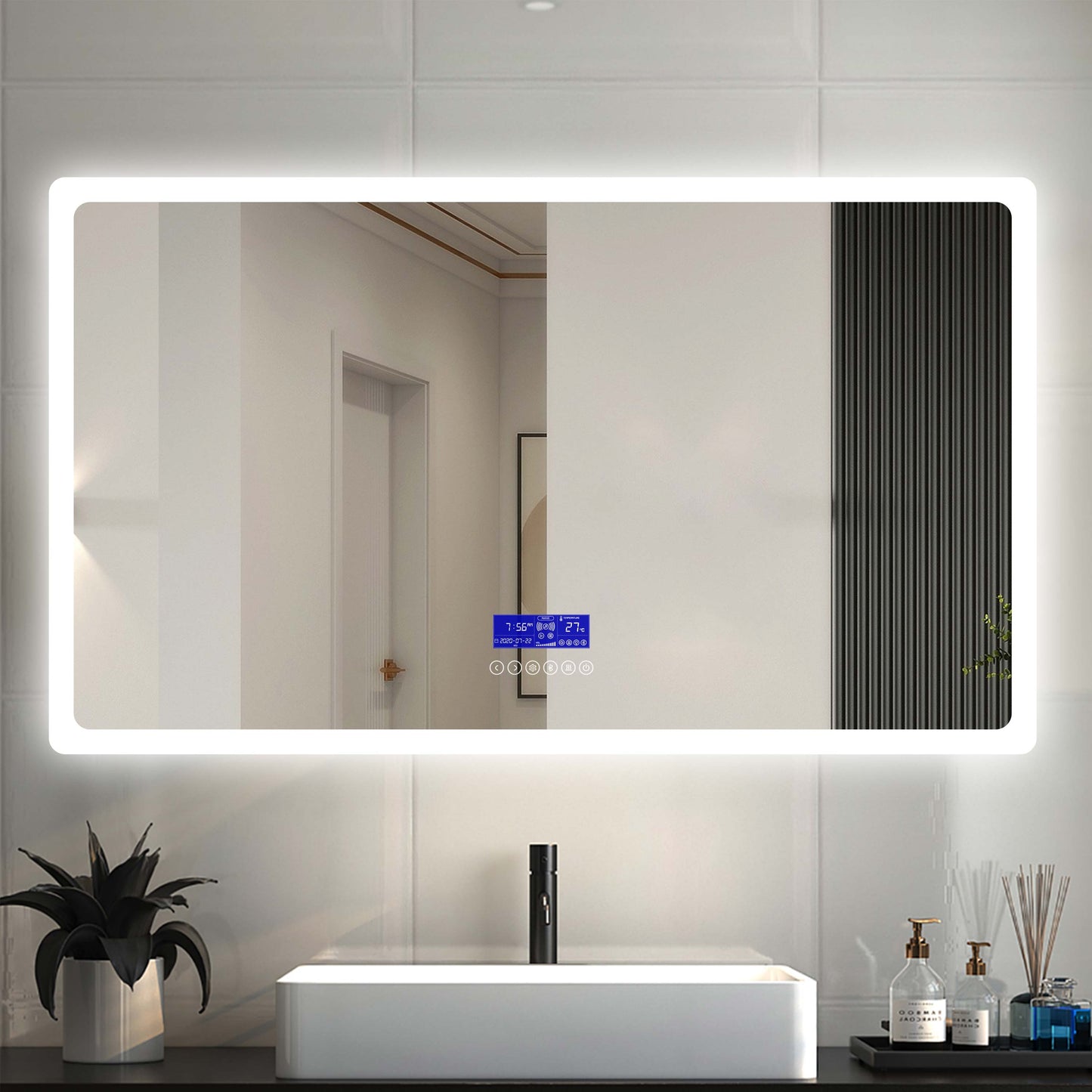LED Espejo Iluminado para baño Bluetooth, Antivaho. Espejo Bluetooth Iluminado con Retroiluminación Luz Ajustable 2700k-6000k, A+