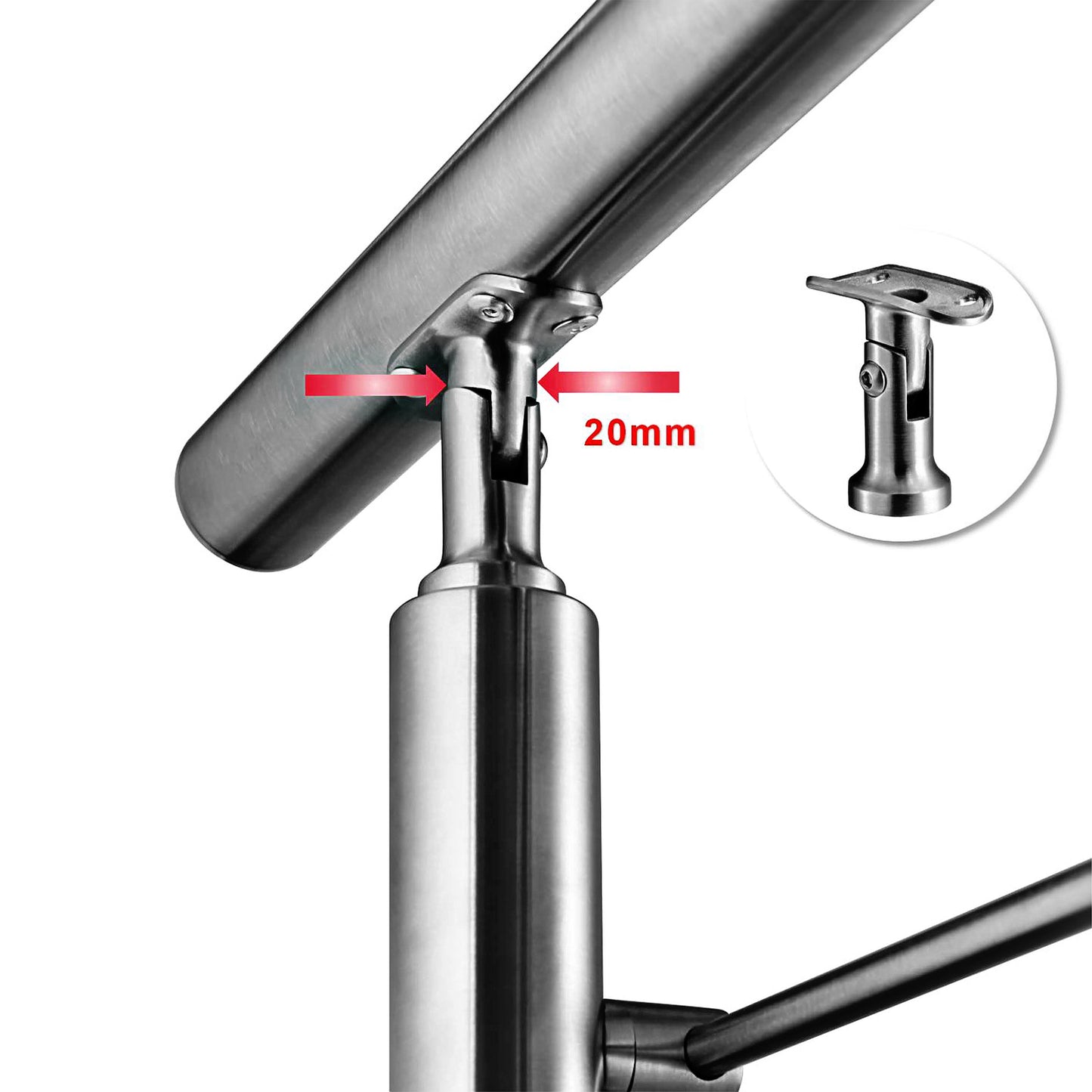 Barandilla escalera de acero inoxidable 304 con 5 barras transversales para interior y exterior