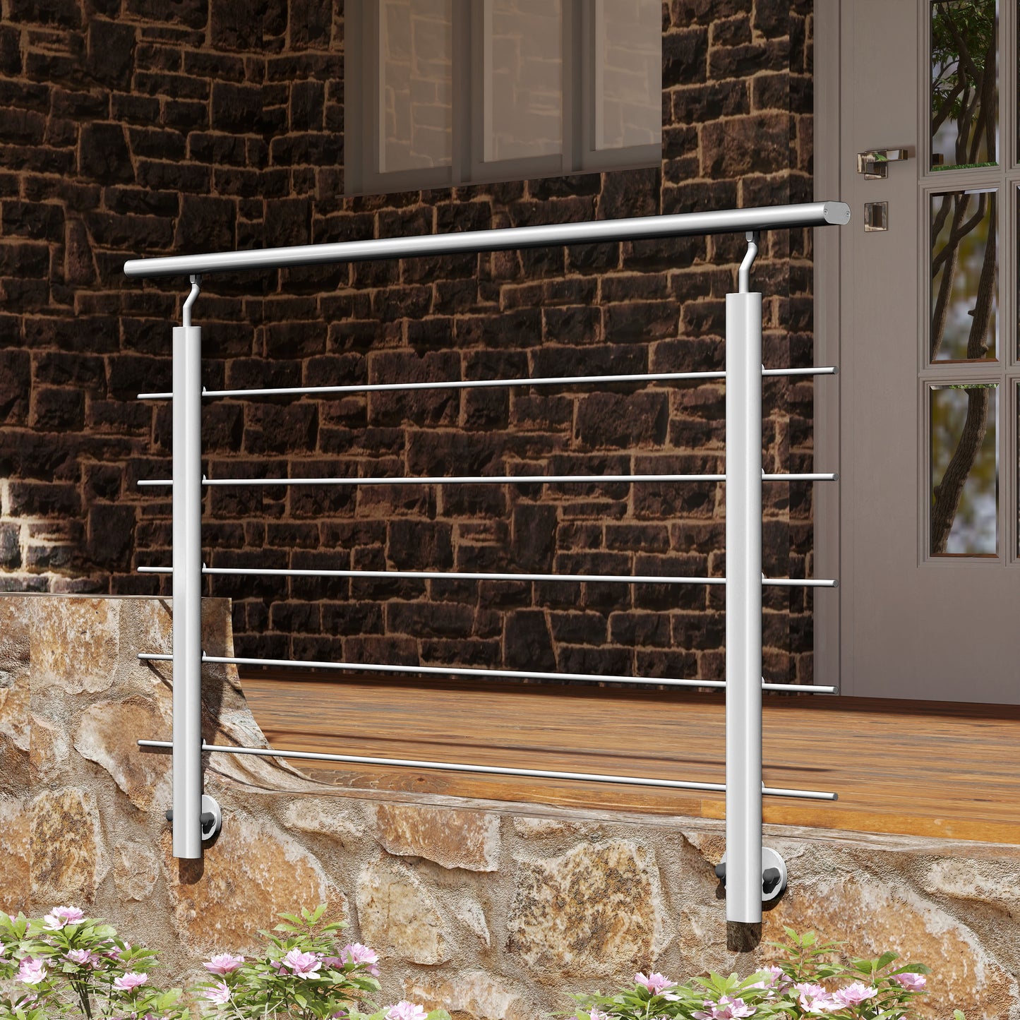 Barandillas de aluminio Plateado mate - interior y exterior - fijaciones lateral 100/150/200/300/350/400/500x100cm