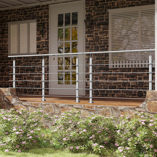 Barandillas de aluminio Plateado mate - interior y exterior - fijaciones al suelo 100/150/200/300/350/400/500x100cm