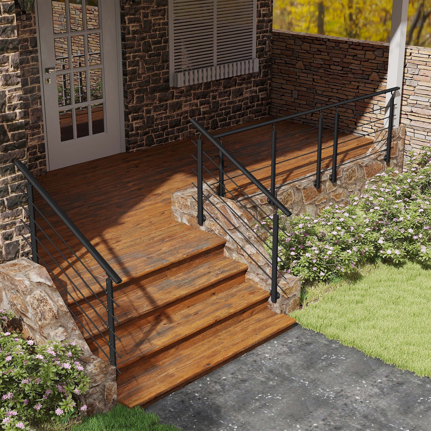Barandillas de aluminio Negro mate - interior y exterior - fijaciones lateral 100/150/200/300/350/400/500x100cm
