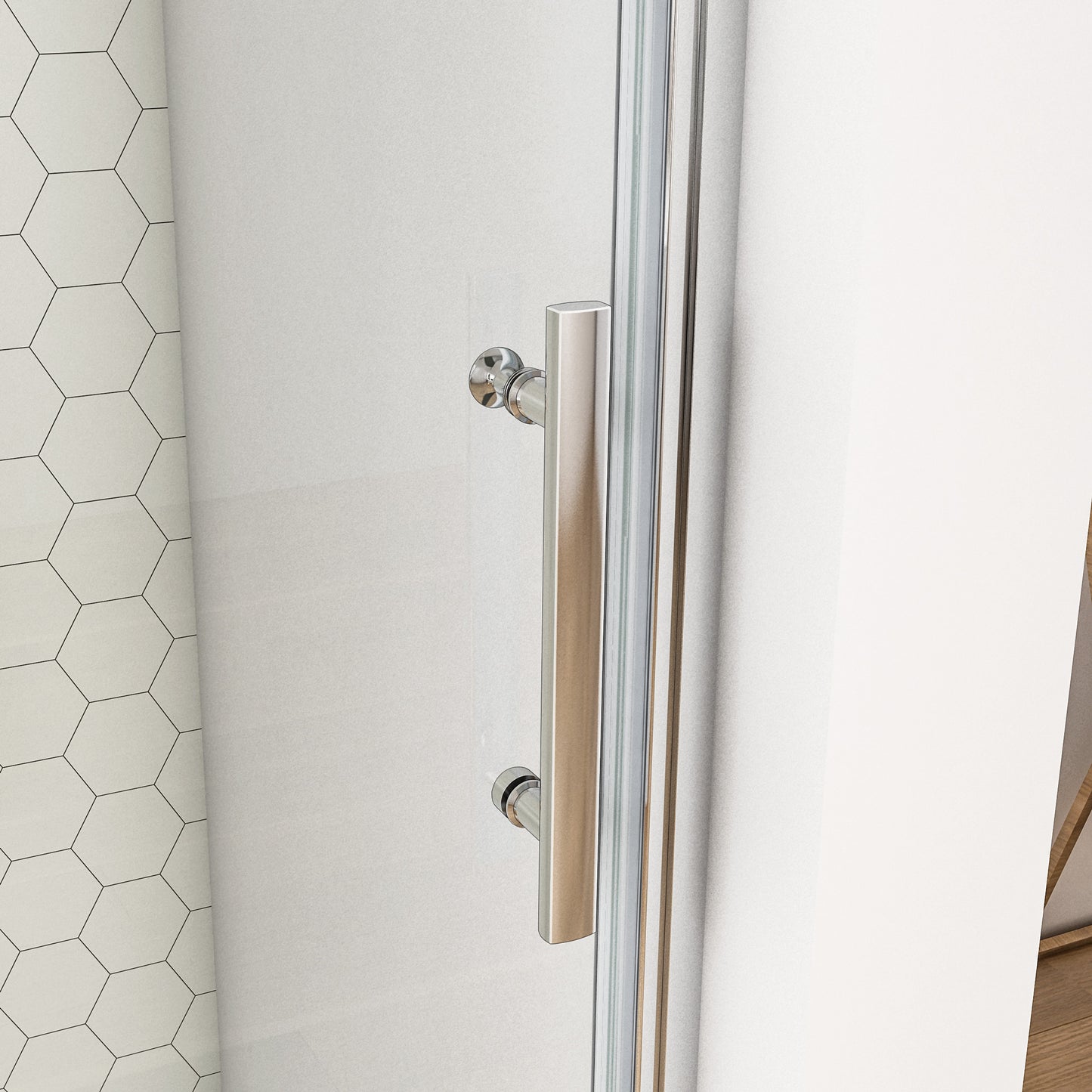 Mampara de Ducha Frontal Plegable con Bisagra Dos hojas, 6mm Cristal templado Antical, Perfil de aluminio Cromado, Altura 195cm
