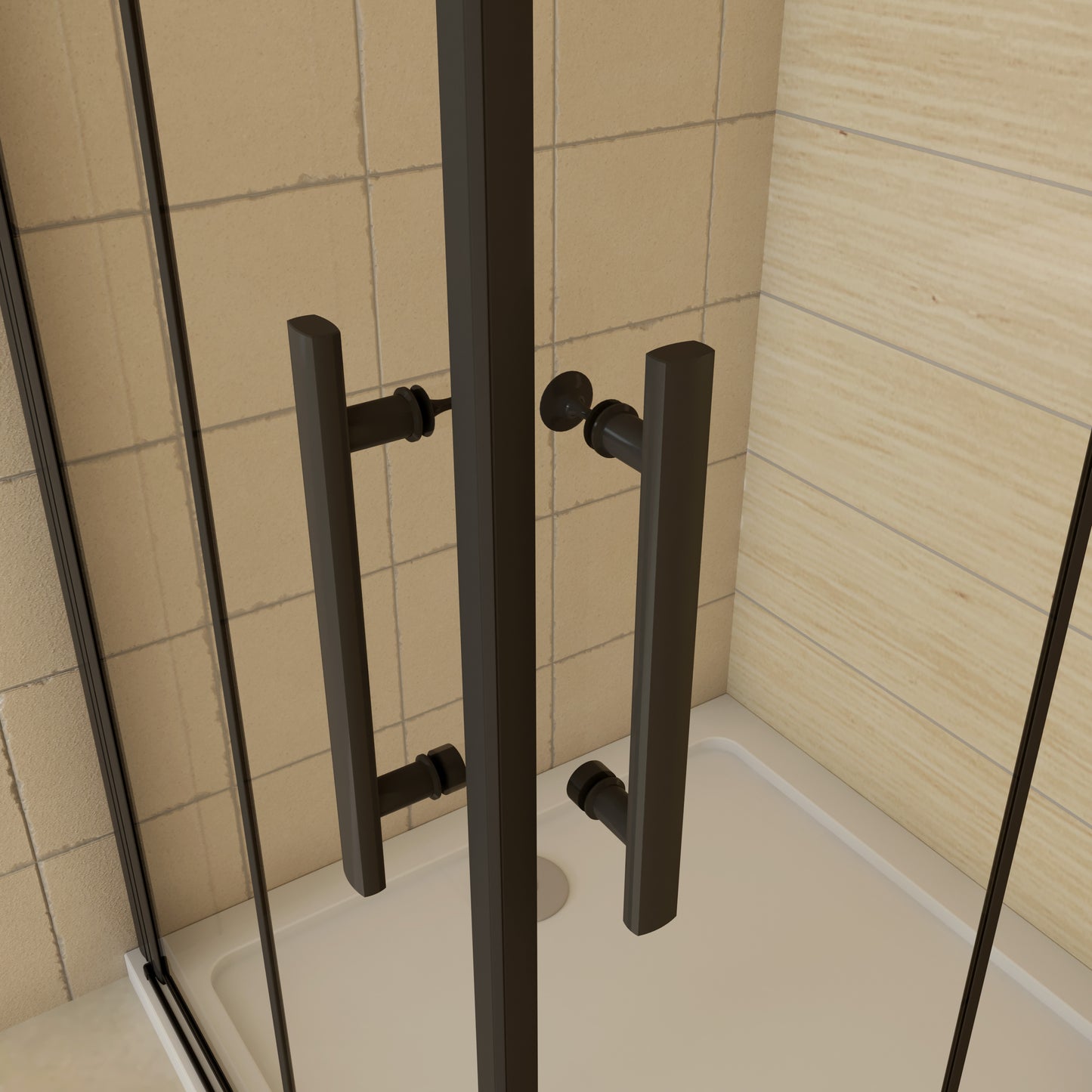 Mampara de ducha abatible, cristal 5mm, perfil negro, 190cm