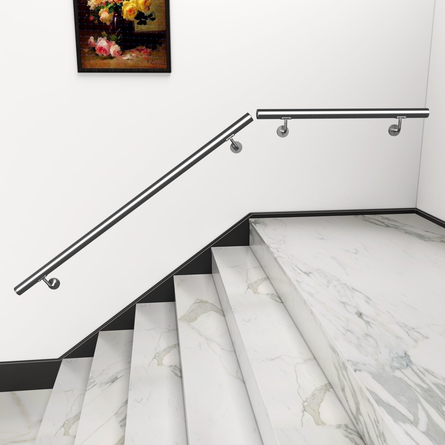 Pasamanos de escalera de acero inoxidable 304 para interior y exterior - 80/100/120/150/180/200 cm