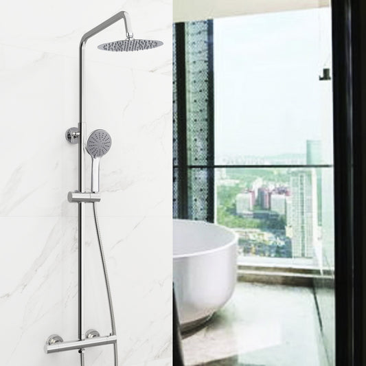 Ducha Lluvia de Baño, Columna Ducha Termostática 80-116cm Alcachofa de Mano 3 Tipos de Chorro con Soporte deslizante