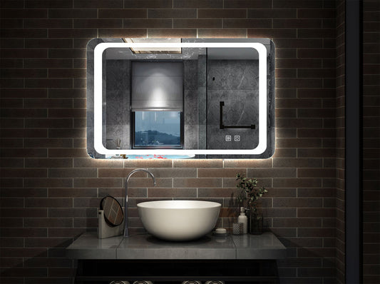 antivaho calefactado / táctil / vertical y horizontal / Espejo de baño con luz LED(Brillo LED Envolvente)