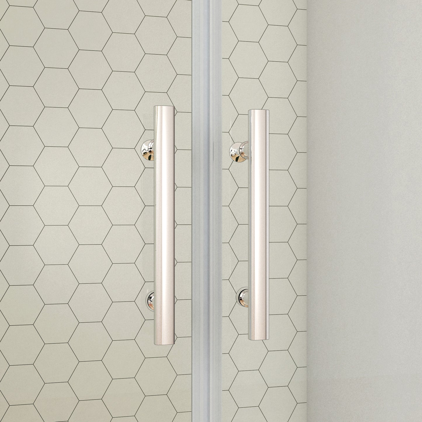 Mampara de Ducha Frontal Abatible Dos hojas, 6mm Cristal templado Antical, Perfil de aluminio Cromado, Altura 195cm