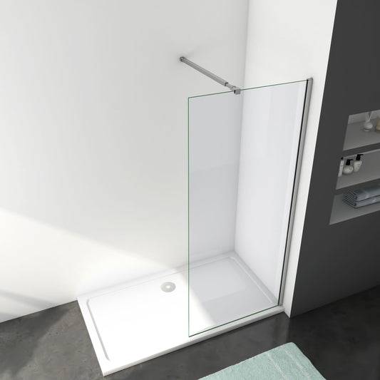 Mampara de Ducha, Vidrio de 8 mm, Barra ajustable 73-120cm