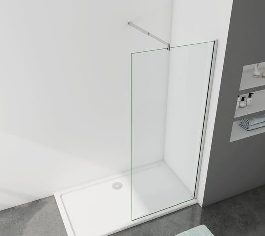 Mampara de Ducha Frontal 1 hoja sin Marco exterior, 8mm cristal con Película de Protección a Prueba de Explosiones, Barra ajustable 70-120cm, Altura 200cm