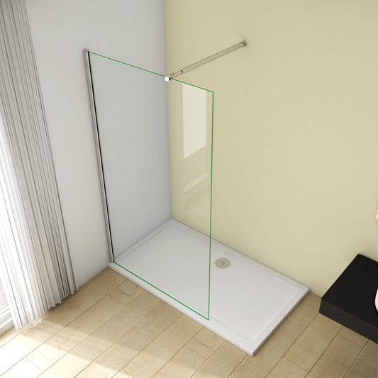 Mampara de Ducha Frontal 1 hoja sin Marco exterior, 10mm Cristal templado Antical, Barra 73-120cm, Altura 200cm