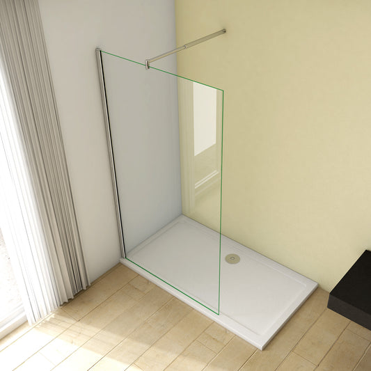 Mampara de Ducha Frontal 1 hoja sin Marco exterior, 10mm Cristal templado Antical, Barra 70-120cm, Altura 200cm