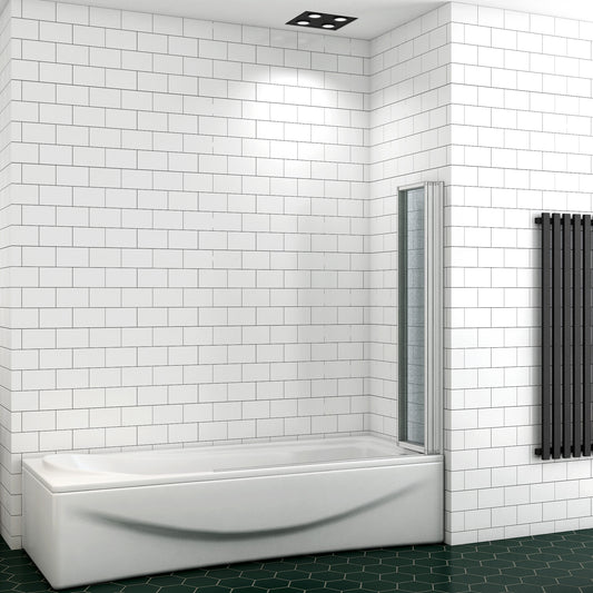 Mampara de Bañera Plegable 4 hojas, el Perfil de aluminio Gris mate, 4mm Cristal templado