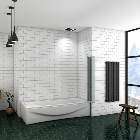 Mampara de Bañera Plegable 5 hojas, el Perfil de aluminio Gris mate 4mm x120x140cm