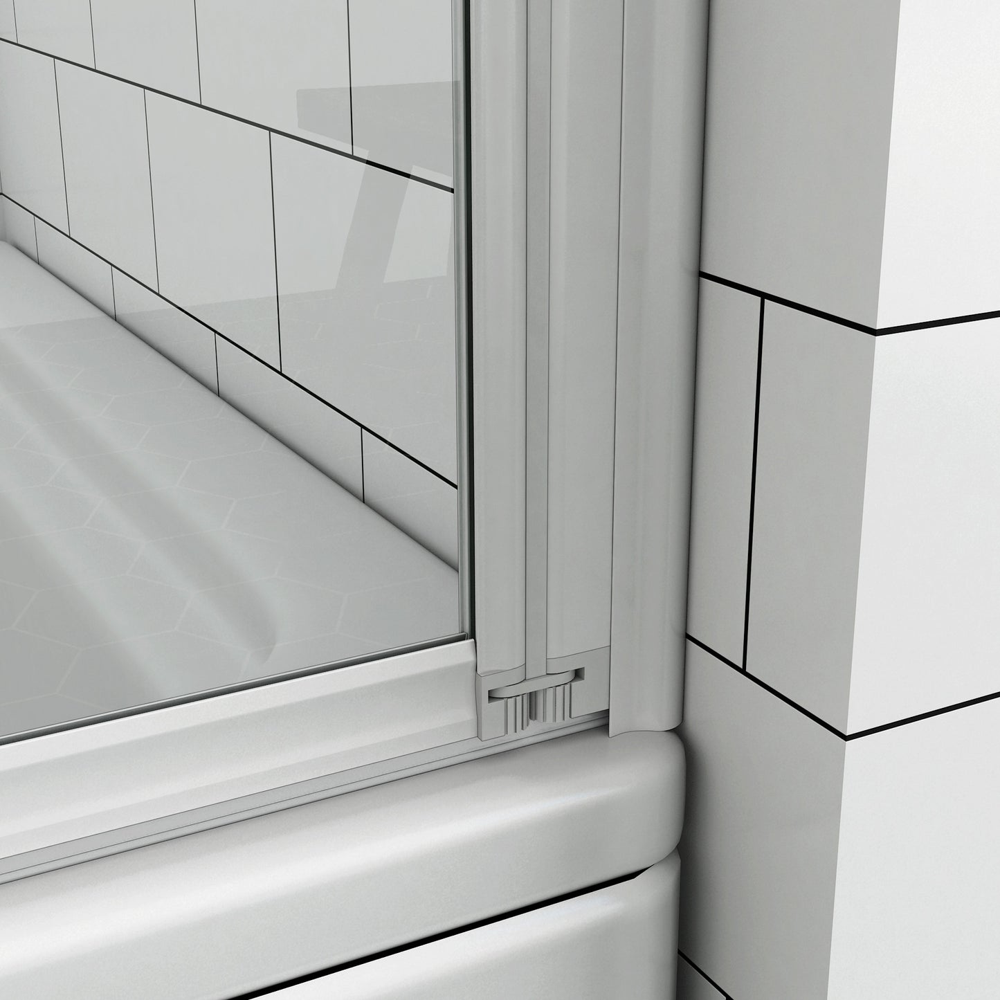 Mampara de Bañera Plegable 4 hojas, el Perfil de aluminio Gris mate, 4mm Cristal templado