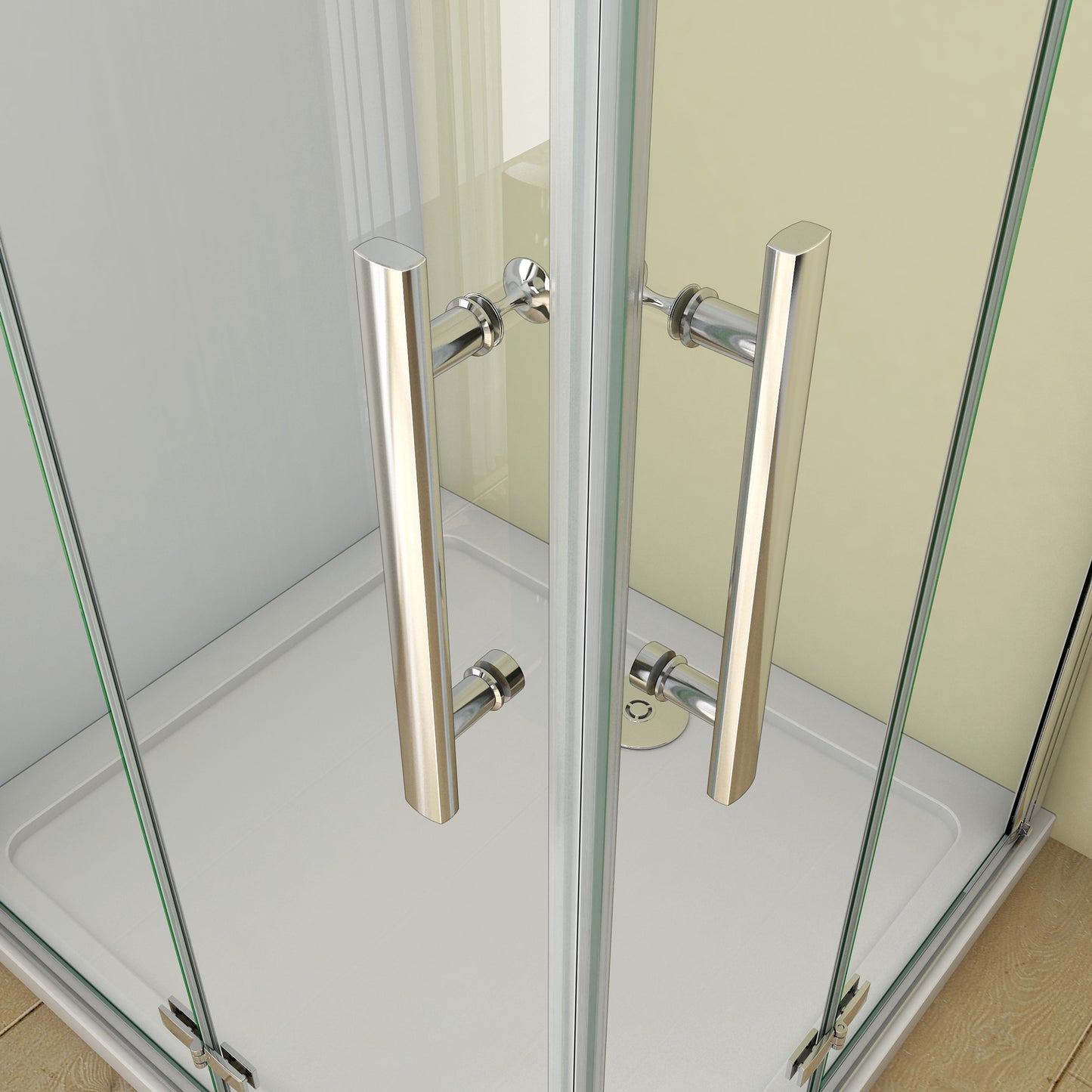 Mampara de ducha abatible, cristal templado 6mm, perfil cromado