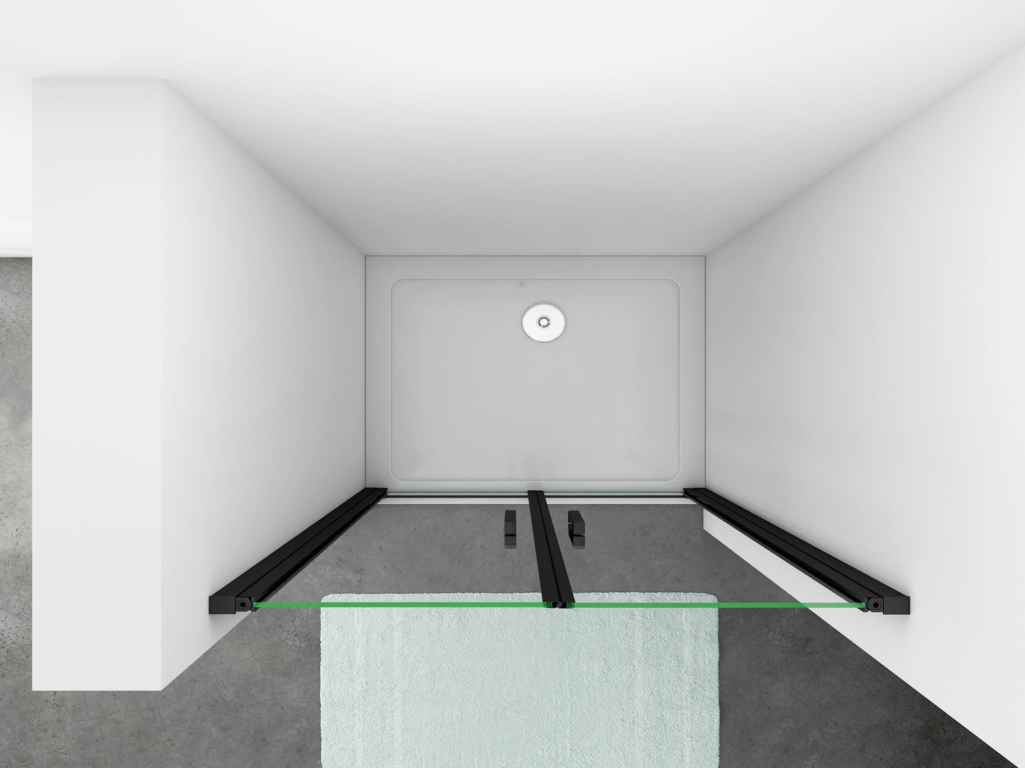 Mampara de Ducha Frontal Abatible Dos hojas, 8mm Cristal templado Antical, Perfil de aluminio Negro mate, Altura 200cm