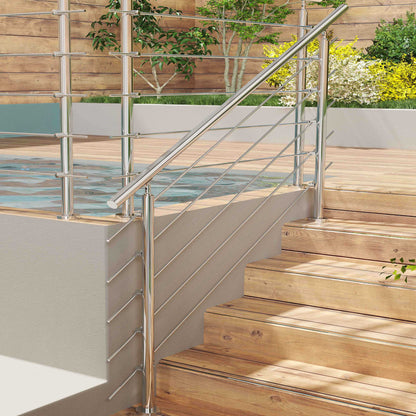 Barandilla escalera de acero inoxidable 304 con 5 barras transversales para interior y exterior