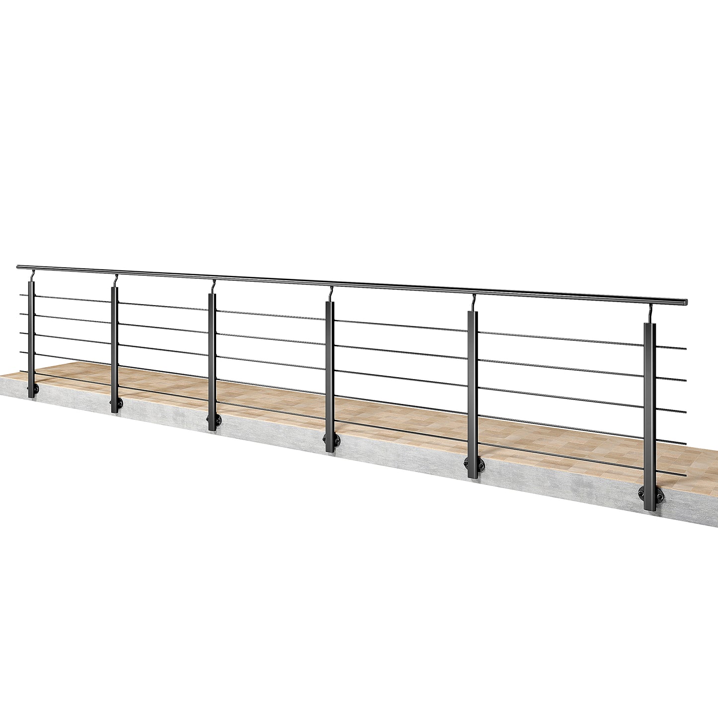 Barandillas de aluminio Negro mate - interior y exterior - fijaciones lateral 100/150/200/300/350/400/500x100cm