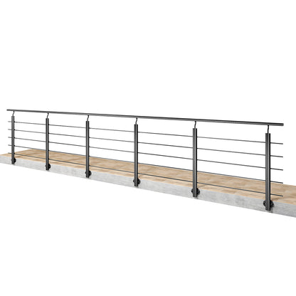 Barandillas de aluminio Negro mate - interior y exterior - fijaciones lateral 100/150/200/300/350/400/500x100cm