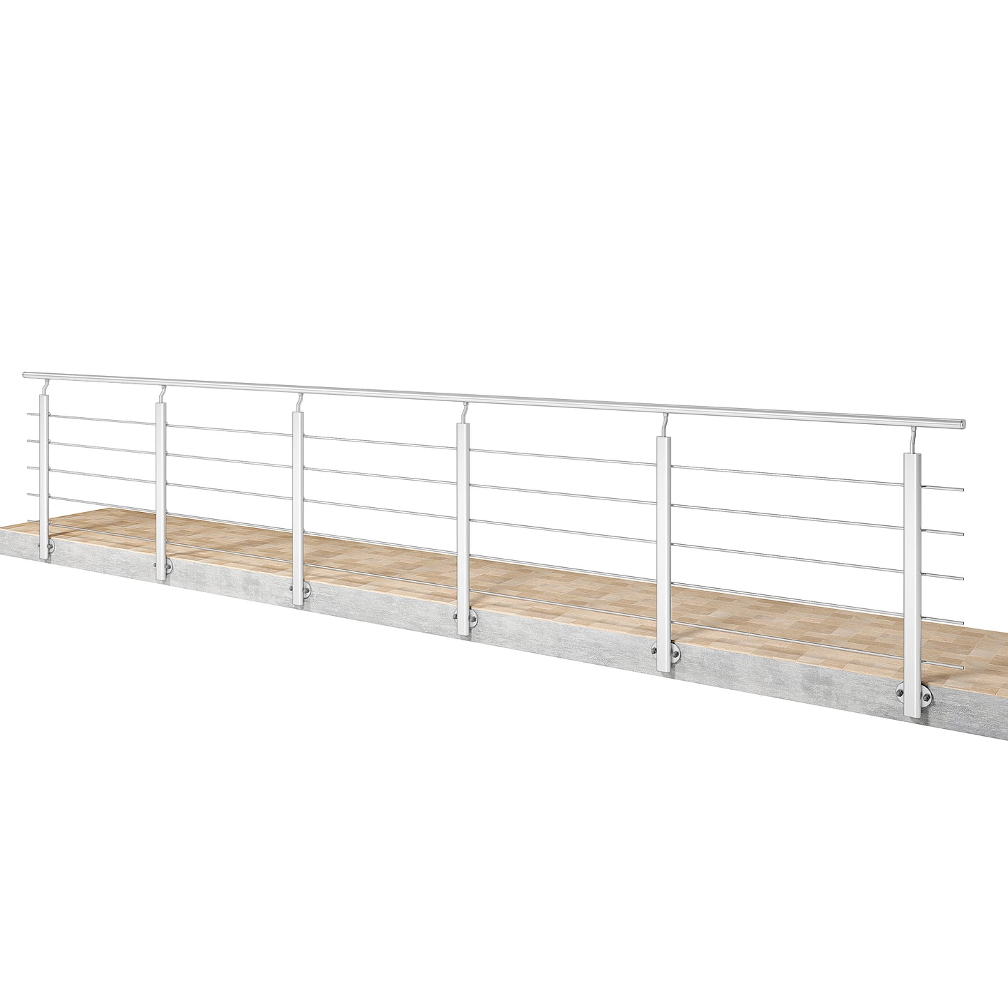 Barandillas de aluminio Plateado mate - interior y exterior - fijaciones lateral 100/150/200/300/350/400/500x100cm