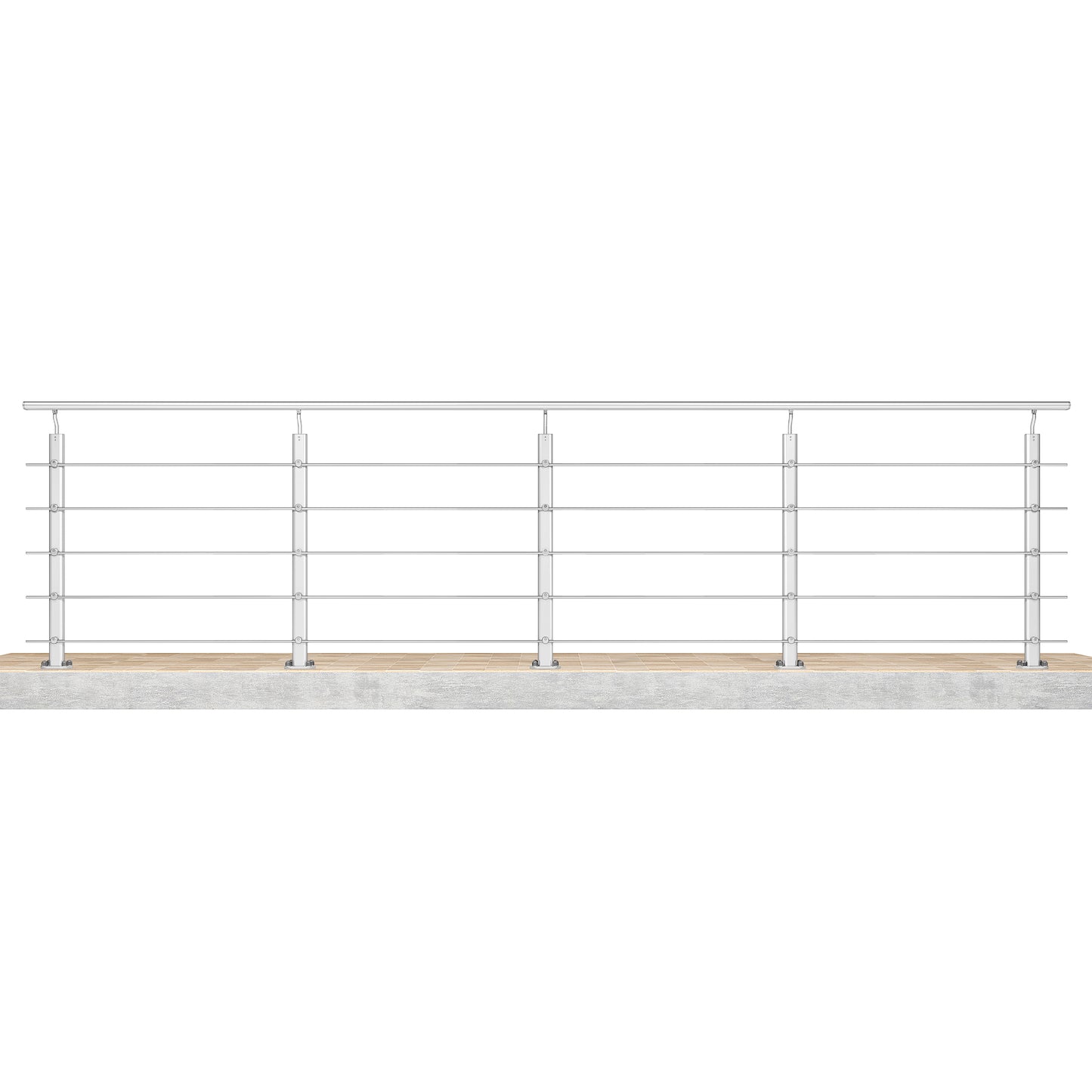 Barandillas de aluminio Plateado mate - interior y exterior - fijaciones al suelo 100/150/200/300/350/400/500x100cm