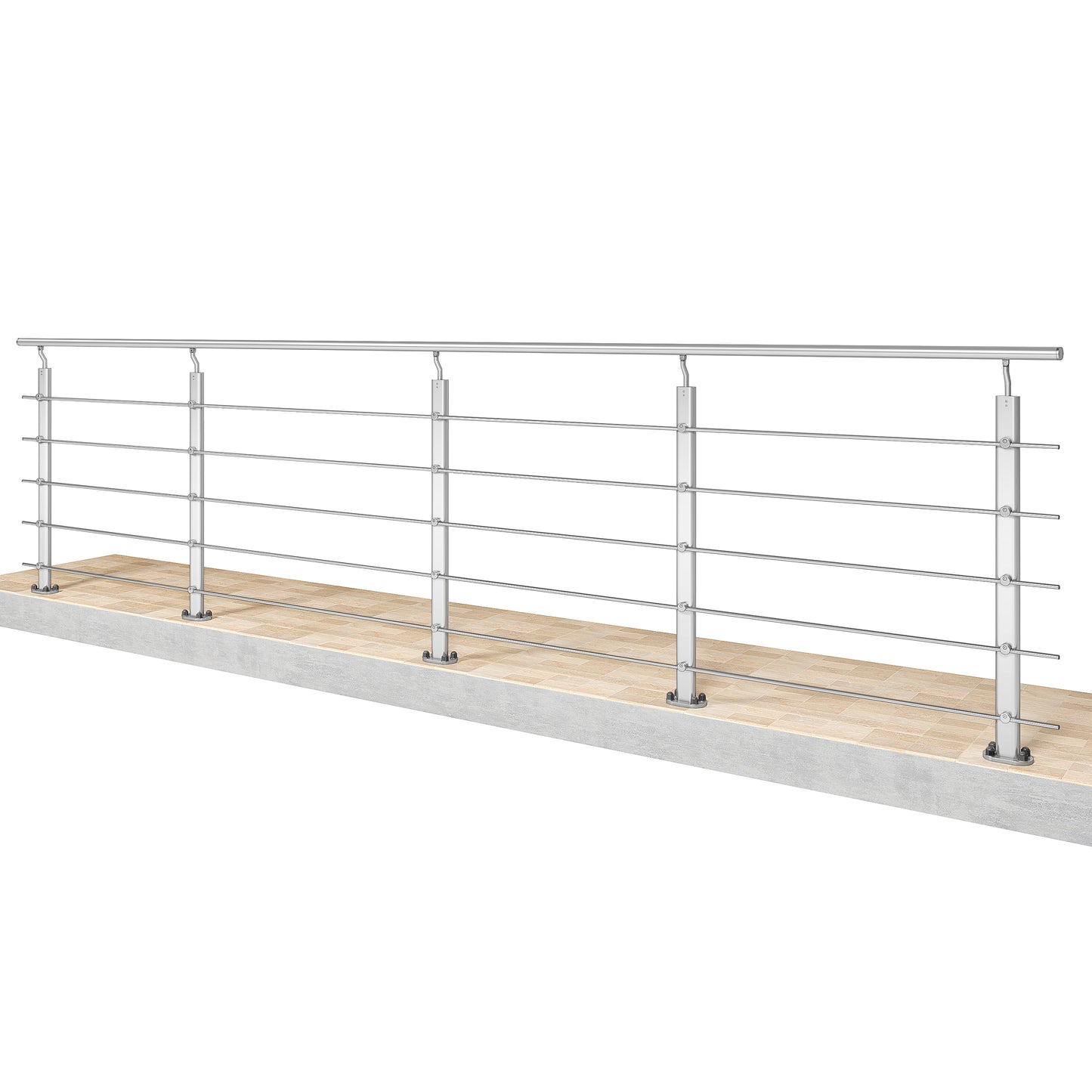 Barandillas de aluminio Plateado mate - interior y exterior - fijaciones al suelo 100/150/200/300/350/400/500x100cm