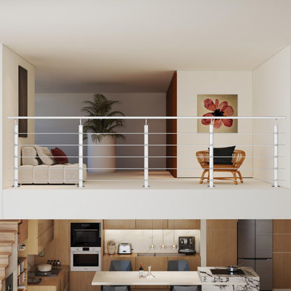 Barandillas de aluminio Plateado mate - interior y exterior - fijaciones al suelo 100/150/200/300/350/400/500x100cm