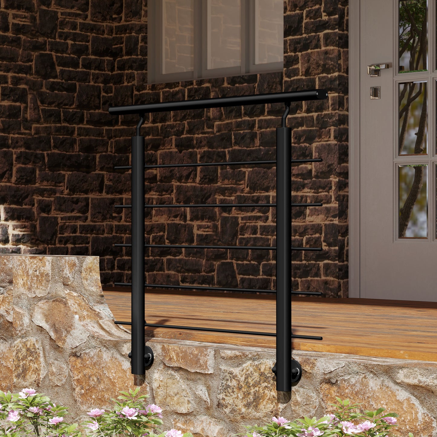 Barandillas de aluminio Negro mate - interior y exterior - fijaciones lateral 100/150/200/300/350/400/500x100cm