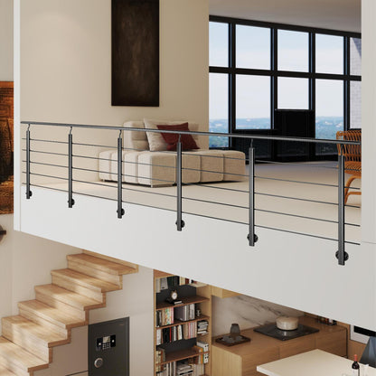 Barandillas de aluminio Negro mate - interior y exterior - fijaciones lateral 100/150/200/300/350/400/500x100cm