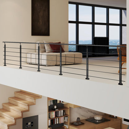 Barandillas de aluminio Negro mate - interior y exterior - fijaciones al suelo 100/150/200/300/350/400/500x100cm