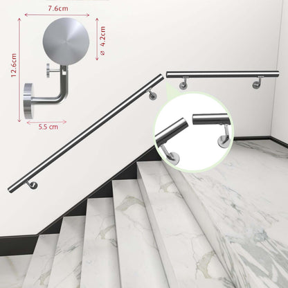 Pasamanos de escalera de acero inoxidable 304 para interior y exterior - 80/100/120/150/180/200 cm