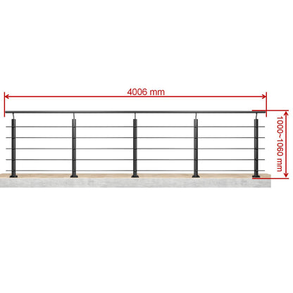 Barandillas de aluminio Negro mate - interior y exterior - fijaciones al suelo 100/150/200/300/350/400/500x100cm