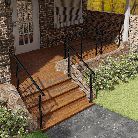 Barandillas de aluminio Negro mate - interior y exterior - fijaciones al suelo 100/150/200/300/350/400/500x100cm