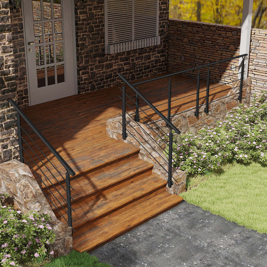 Barandillas de aluminio Negro mate - interior y exterior - fijaciones lateral 100/150/200/300/350/400/500x100cm