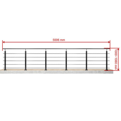 Barandillas de aluminio Negro mate - interior y exterior - fijaciones al suelo 100/150/200/300/350/400/500x100cm
