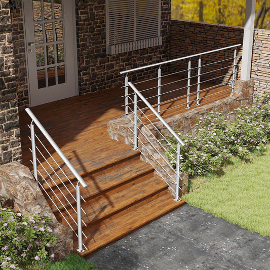 Barandillas de aluminio Plateado mate - interior y exterior - fijaciones al suelo 100/150/200/300/350/400/500x100cm