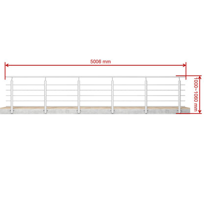 Barandillas de aluminio Plateado mate - interior y exterior - fijaciones lateral 100/150/200/300/350/400/500x100cm