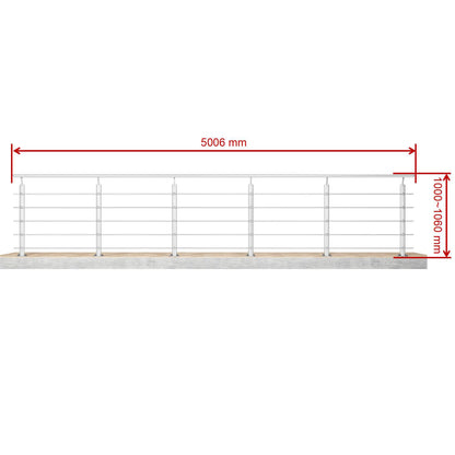 Barandillas de aluminio Plateado mate - interior y exterior - fijaciones al suelo 100/150/200/300/350/400/500x100cm
