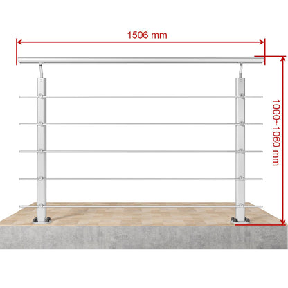 Barandillas de aluminio Plateado mate - interior y exterior - fijaciones al suelo 100/150/200/300/350/400/500x100cm