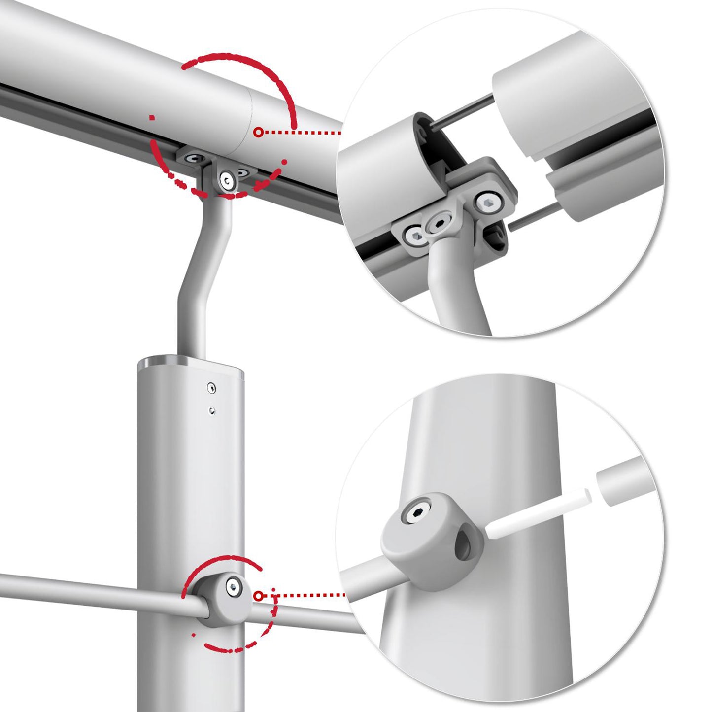 Barandillas de aluminio Plateado mate - interior y exterior - fijaciones lateral 100/150/200/300/350/400/500x100cm