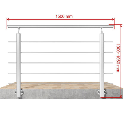 Barandillas de aluminio Plateado mate - interior y exterior - fijaciones lateral 100/150/200/300/350/400/500x100cm