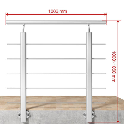 Barandillas de aluminio Plateado mate - interior y exterior - fijaciones lateral 100/150/200/300/350/400/500x100cm