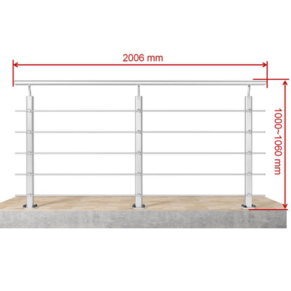 Barandillas de aluminio Plateado mate - interior y exterior - fijaciones al suelo 100/150/200/300/350/400/500x100cm