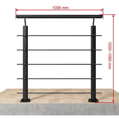 Barandillas de aluminio Negro mate - interior y exterior - fijaciones al suelo 100/150/200/300/350/400/500x100cm