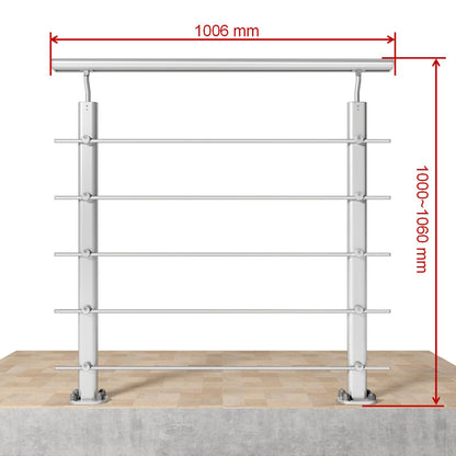 Barandillas de aluminio Plateado mate - interior y exterior - fijaciones al suelo 100/150/200/300/350/400/500x100cm