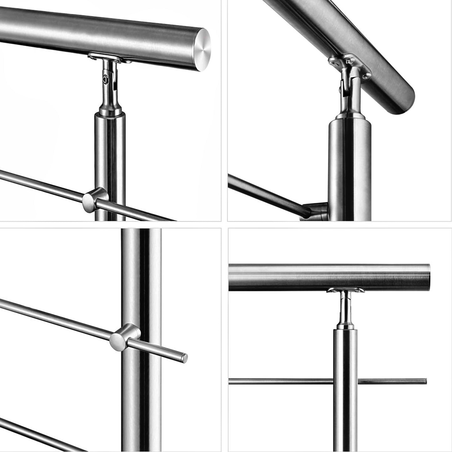 Barandilla escalera de acero inoxidable 304 con 5 barras transversales para interior y exterior