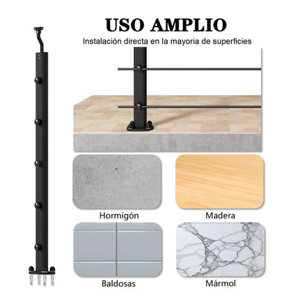 Barandillas de aluminio Negro mate - interior y exterior - fijaciones al suelo 100/150/200/300/350/400/500x100cm