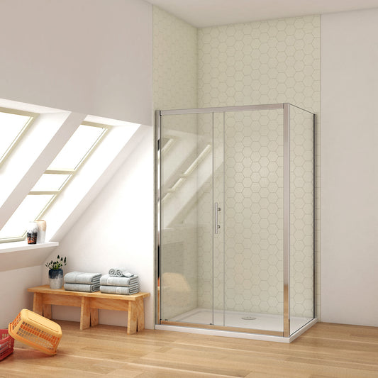 Ducha Casa 185cm Mampara de ducha corredera, marco de aluminio cromado, 5mm cristal templadol