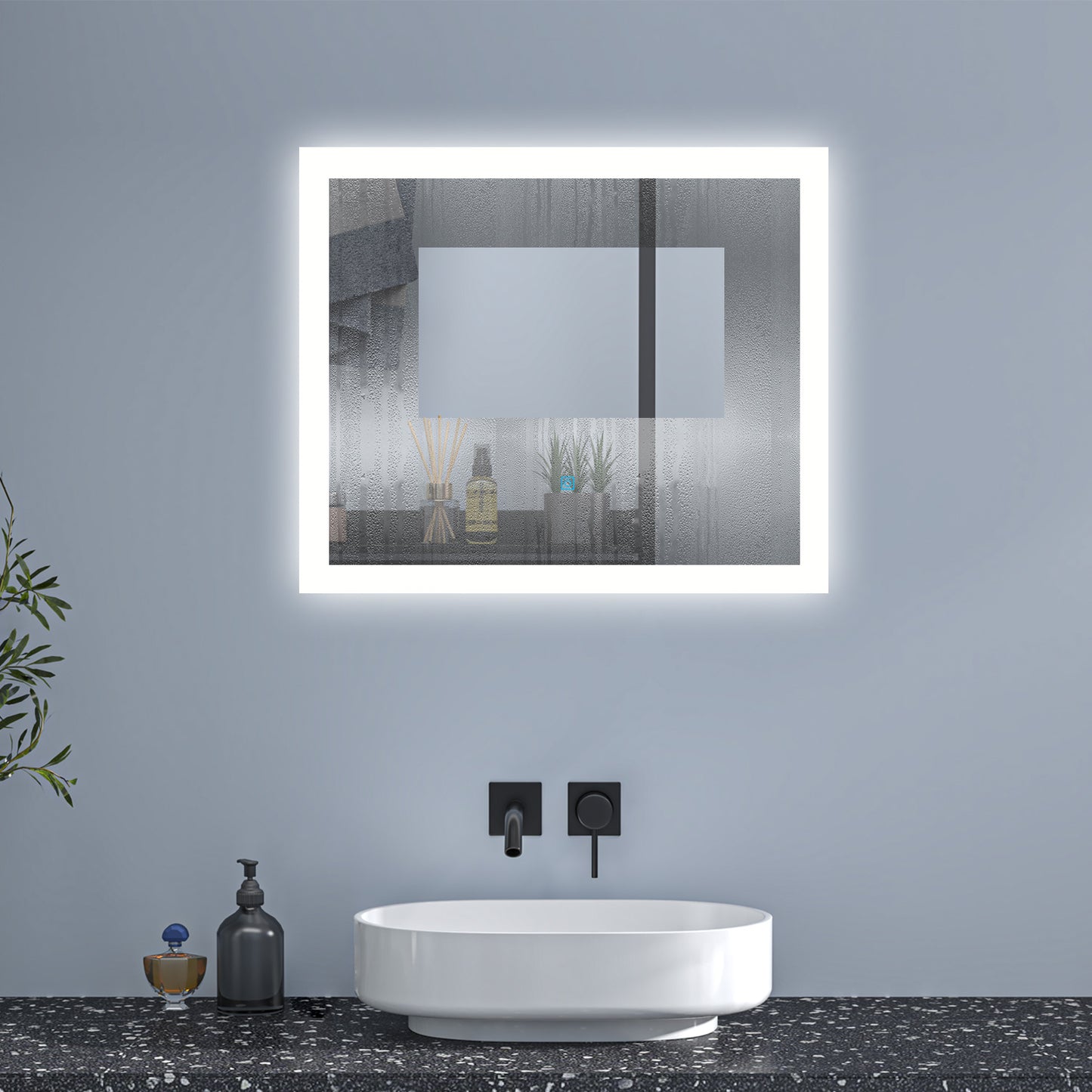Espejo Regulable de Hogar/de Baño con Función Antiniebla + Interruptor Táctil+ Brillo LED Envolvente Blanco Frío